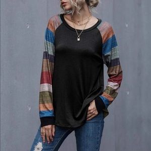 Boho color block sleeve blouse